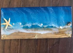 Wood resin keyholder, Key Hooks, Rack Modern Wall Mounted Hat and Beach, Coastal Theme Key Holder,