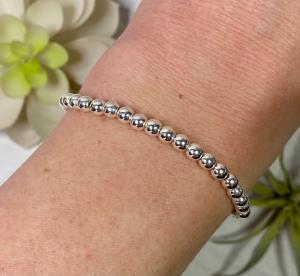 Silver Hematite Stacking Bracelet - 4mm