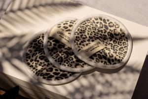 20 Piece Leopard Print Bamboo Cotton Rounds, Wash Bag & Bamboo Storage Box