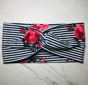 Mom and Me Headband - Stripe Floral Print