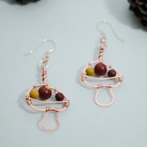 King Bolete Mushroom - Copper Earrings| Capped