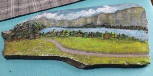 SLATE Path opposite grey mountains
