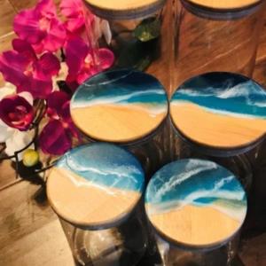 Beach Canisters | Coastal Containers | Coastal Decor | Ocean Theme Jars | Storage | Organizational jars| Glass Canisters