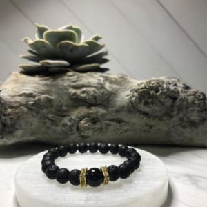 Lava Stone and Black Obsidian Bracelet