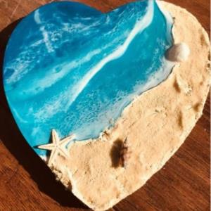 9" Heart Beach Wall Decor, Housewarming gift, Beach Inspired, Ocean Inspired, Coastal Art, Resin Art, Gift Ideas