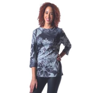 Tops - Grey Natural Pattern 3/4 Sleeve