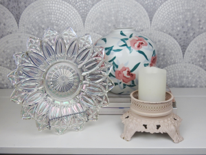 Rose Coloured Glass(es) Decor Vignette
