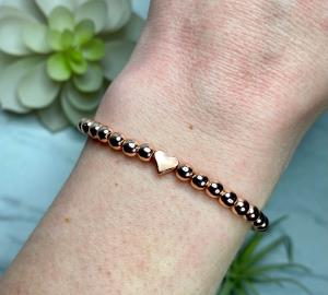 Rose Gold Hematite Stacking Bracelet - 4mm