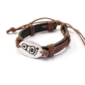 NNW Pewter & Leather Bracelet - Footprint