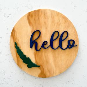Navy Hello Circle Sign