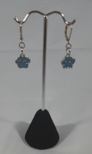 Pierced earrings, Teal dog paw print