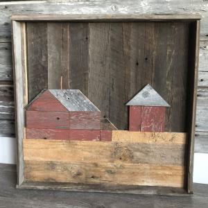 Barnboard Granery and Barn Prairie Scene