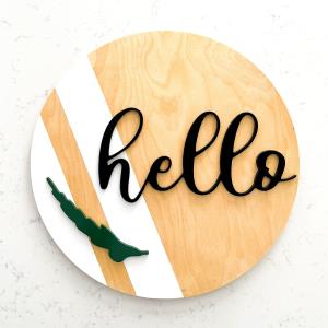 16\ Black Hello Sign with White Stripes