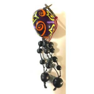 Tagua Nut, Acai, &  Bombona Hand Painted Key Chain
