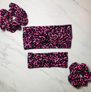 Mom and Me Headband - Neon Pink Leopard Print