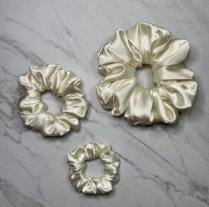 Ivory Satin Scrunchie