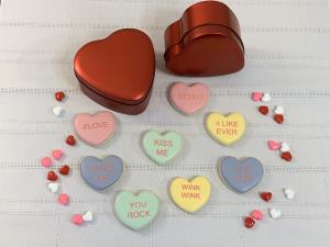 Mini conversation heart cookies