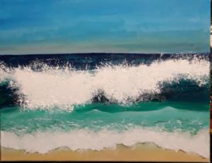 Single wave on beach