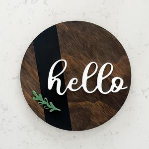 Hello Black Stripe Sign