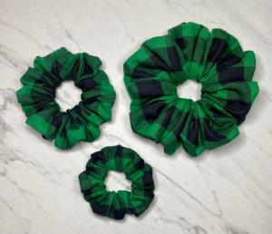 Green Plaid Scrunchie