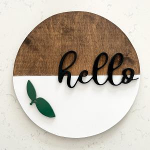 White Dip Hello Circle Sign