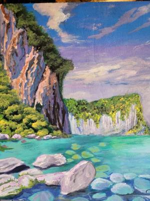Cliff Edge by Rocks