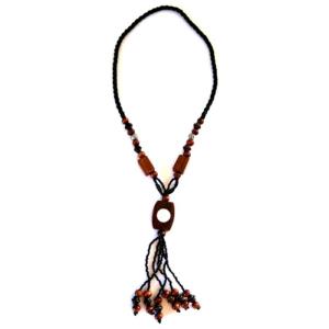 Long Wood & Bead Necklace