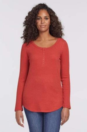Tops - Scoop Neck Ribbed Henley