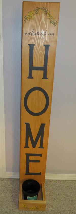 Welcome to our Home board with planter