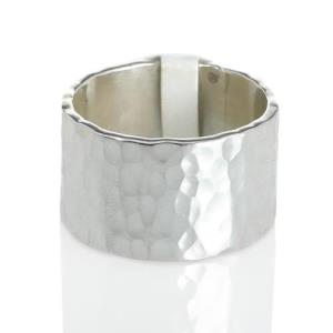 Sterling Silver Beaten Band 13mm